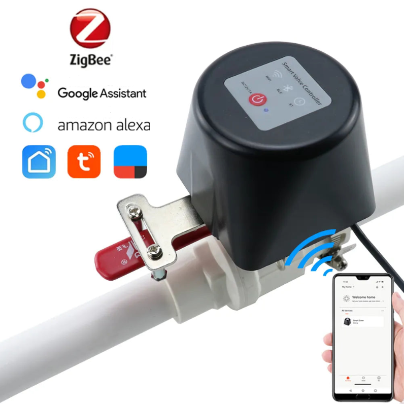 Vanne d'Eau connectée WiFi, Contrôleur de Fermeture de Gaz, Application Smart Life, Compatible Alexa Google Assistant