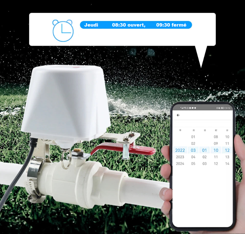 Vanne d'Eau connectée WiFi, Contrôleur de Fermeture de Gaz, Application Smart Life, Compatible Alexa Google Assistant
