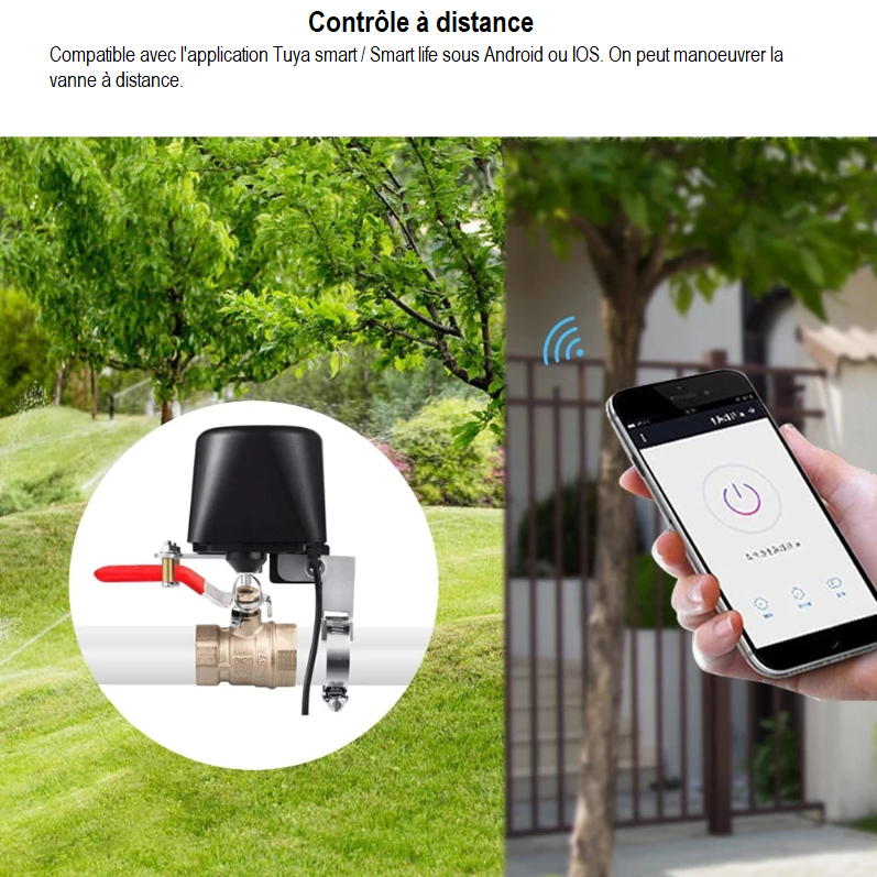 Vanne d'Eau connectée WiFi, Contrôleur de Fermeture de Gaz, Application Smart Life, Compatible Alexa Google Assistant